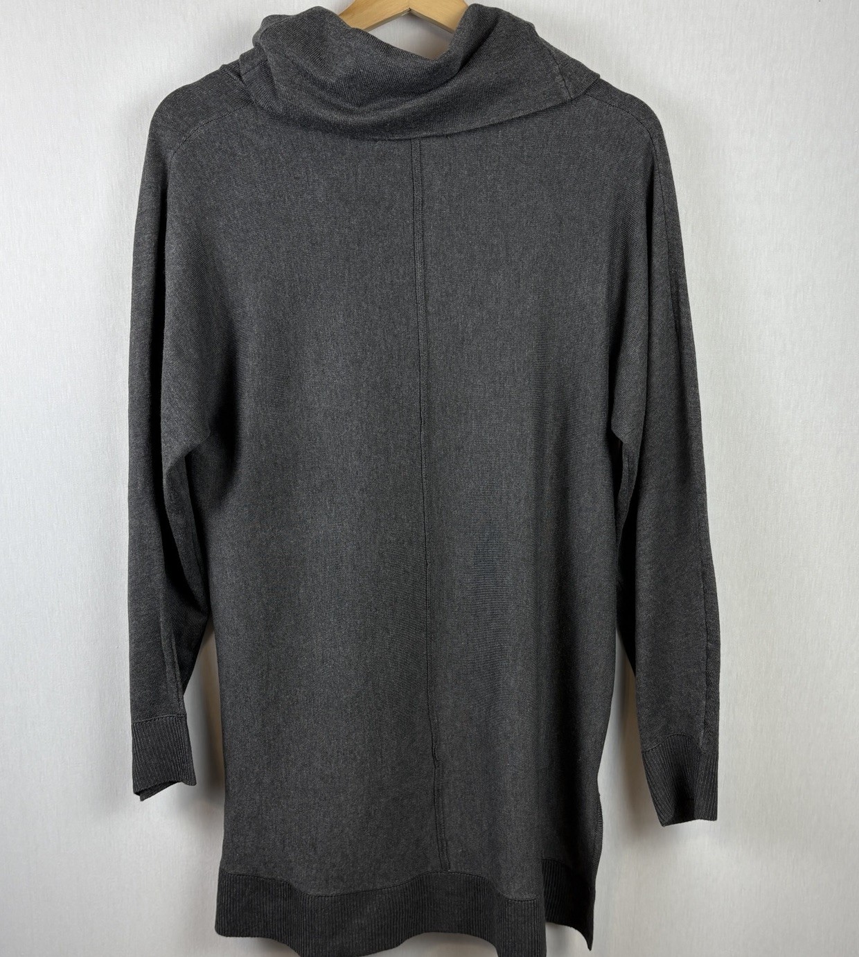 Joan Vass Tunic Top Women Lg L/S Cowl Neck Warm Simple Minimalist Capsule NEW