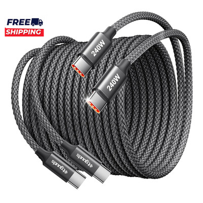 240W USB C to USB C Cable 10Ft, 2-Pack C to C Cable Fast Charging, Type C Charge