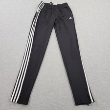 Adidas Sweatpants Womens Small 8-10 Black Embroidery Ankle Zip Activewear Track