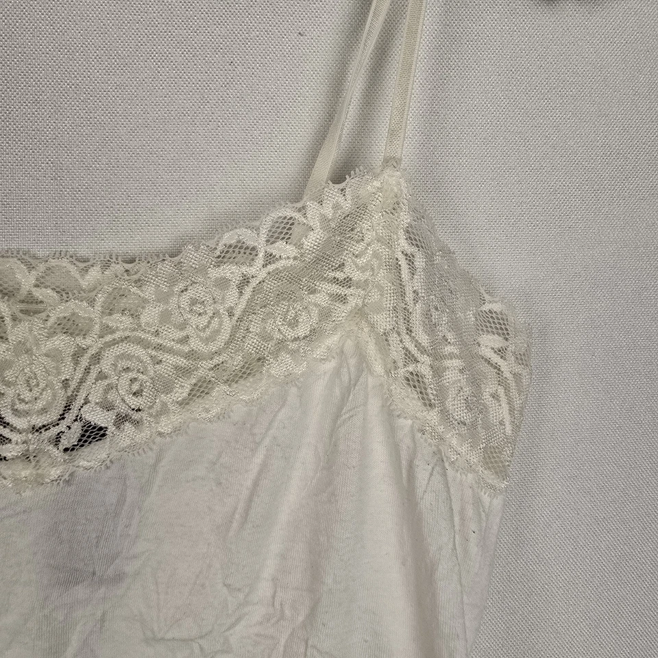 Винтажный DKNY женщин Camisole Майка маленький белый гофрированный фея Y2K кружевной отделки - Изображение 3 из 4