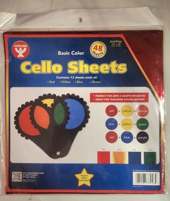 Hygloss Cello Sheets, 8.5'' x 11'', Acid & Lignin Free, 48 Sheets, 6 Ea Of 8 Color