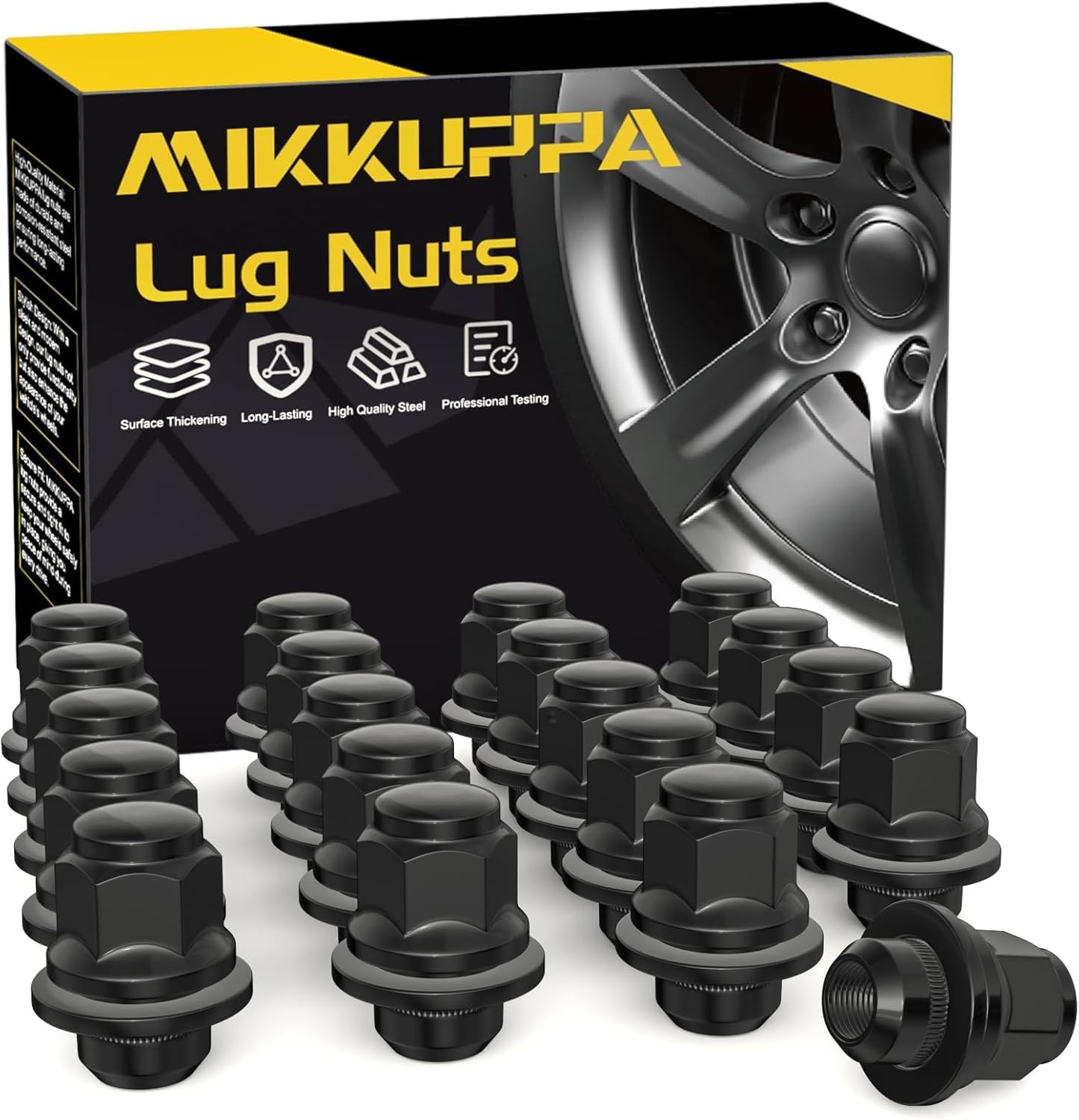 MIKKUPPA 20Pcs Black M12X1.25 Lug Nuts for Nissan Infiniti Factory Wheels