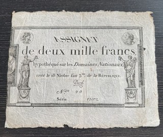 1795 France 2000 Francs Assignat French Revolution An 3 Banknote PA81