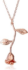 Gmai Rose Flower Pendant Necklace 18K Gold Plated Silver
