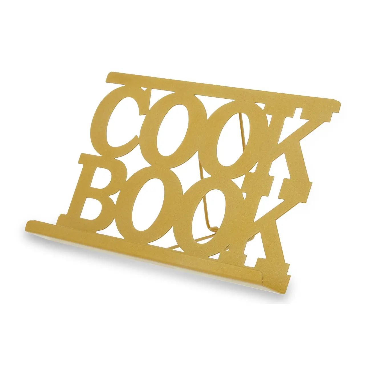 Gold Cook Book Stand Holder Metal Bookrest Recipe Matte Kitchen Decorative Rack