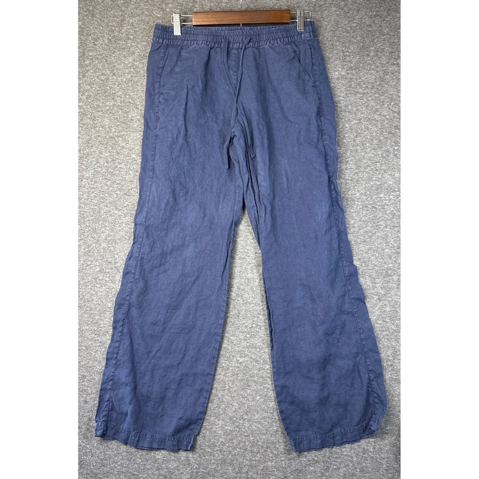Pantalones Tommy Bahama de lino calce relajado cintura con cordón para mujer talla XS azul crucero Foto 2 de 4