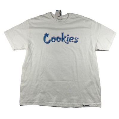 Cookies Brand Berner Men s  XL White Short Sleeve Blue And Pink Chest Logo