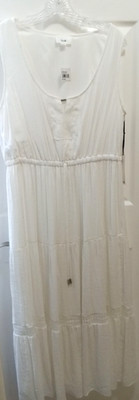 Fyve Womens Sleeveless Maxi Dress Sz 1X Tiered White Cottagecore Boho PeasantNWT