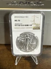 2014 $1 American Silver Eagle NGC MS70 Brown Label
