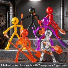 New 6PCS Multi-jointed Stick Figure Assembled Model Action Figure Screative Toy