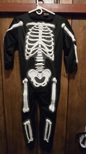 Halloween Skeleton Costume Child Sz L Bodysuit With Foot Shoe Covers