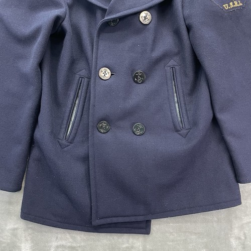 POLO JEANS CO jacket Mens medium Navy Peacoat military wool ralph lauren patches - Picture 8 of 13