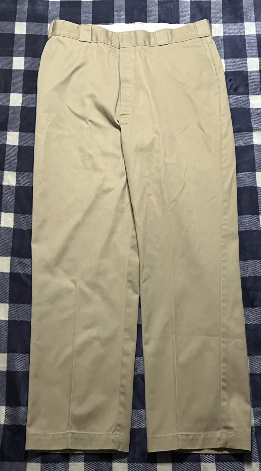 Vintage Dickies Pants 34x31 Beige Straight Chino Twill Wide Leg USA Made