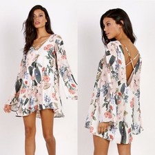 Show Me Your Mumu Floral Joni Flow Dress Mini Long Bell Sleeves Shift Dress