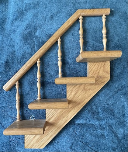 VTG SOLID OAK WOOD STAIR STEP KNICK KNACK SPINDLE RAIL WALL SHELF! - Picture 8 of 8