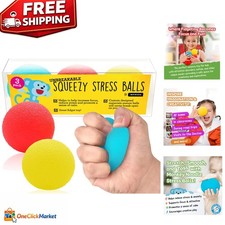 Multicolor Squishy Stress Ball Set - 3 Tear-Resistant Sensory Toys for All Ages