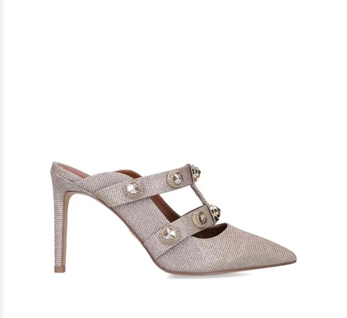 Kurt Geiger Octavia Gold Fabric Occasion Heeled Mules In Size 3 - Picture 15 of 19