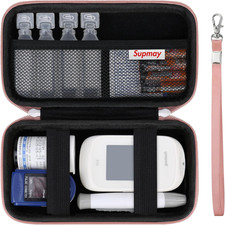 Diabetic Supplies Hard Case, Carrying Case for Diabetes Blood Glucose Meter, Por