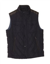 Gilet trapuntato uomo ZARA UK 40 grande blu navy poliestere CA01