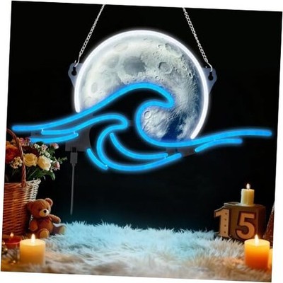 Moon Neon Sign, Sunrise Sunset Neon Light, Twilight Wave Neon