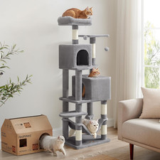 Cat Tree, 61-Inch Cat Tower for Indoor Cats, Plush Multi-Level Cat Condo with 5