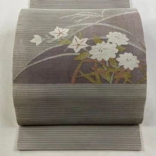 JAPANESE KIMONO BELT NAGOYA OBI GRAY PURE SILK EE3428