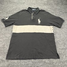 Polo Ralph Lauren Big Pony Rugby Polo Shirt Men  s 2XLT Black Stripe Casual