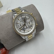MICHAEL KORS MK6474 Ritz Chronograph Crystals Gold 37mm Womens Watch Genuine