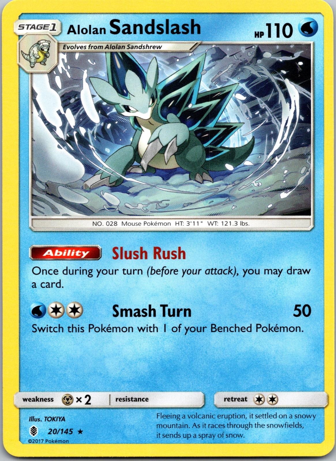 Alolan Sandslash 20/145 Rare Guardians Rising Pokemon Near Mint