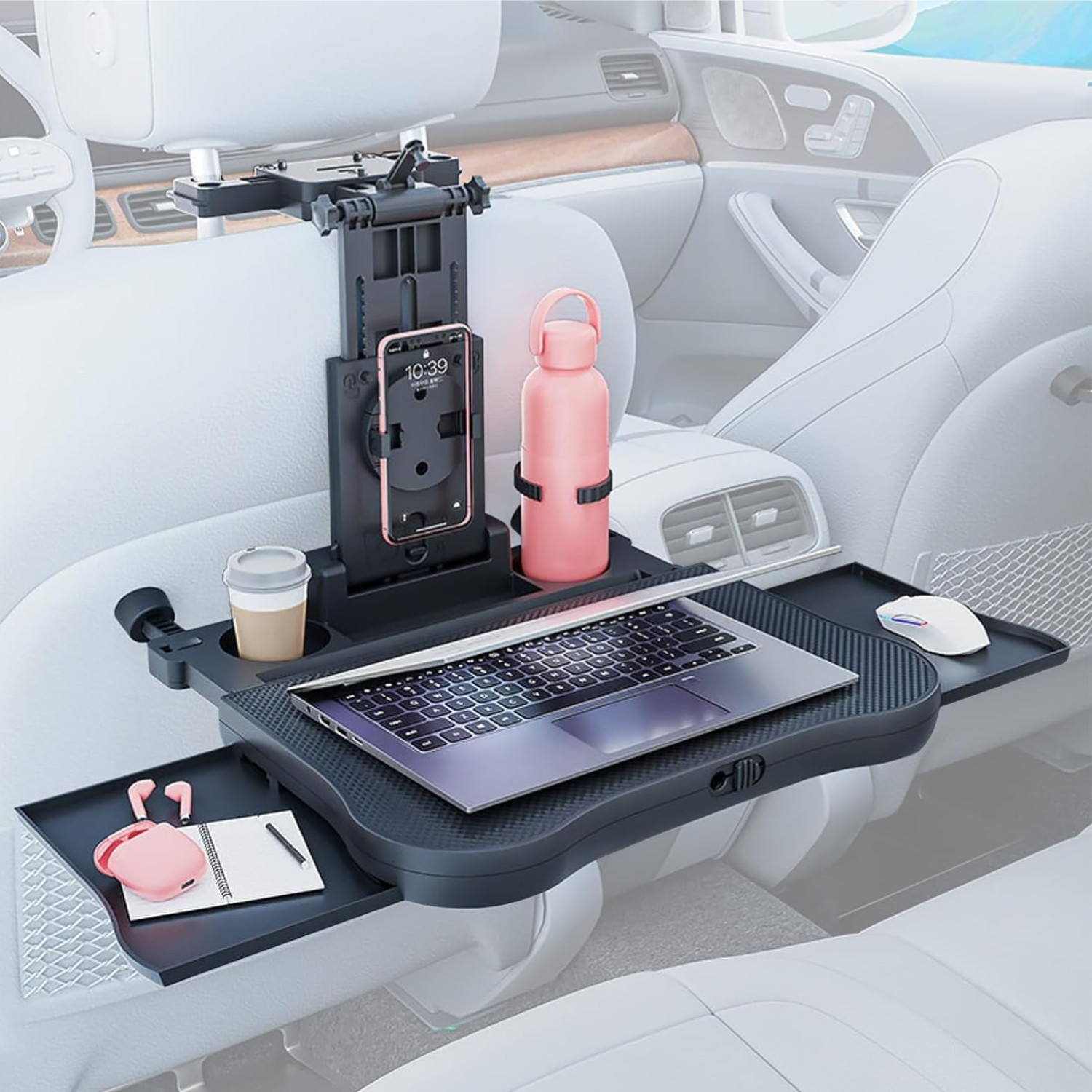 Plateau siège voiture pliable pour travailler sur PC et occuper les enfants