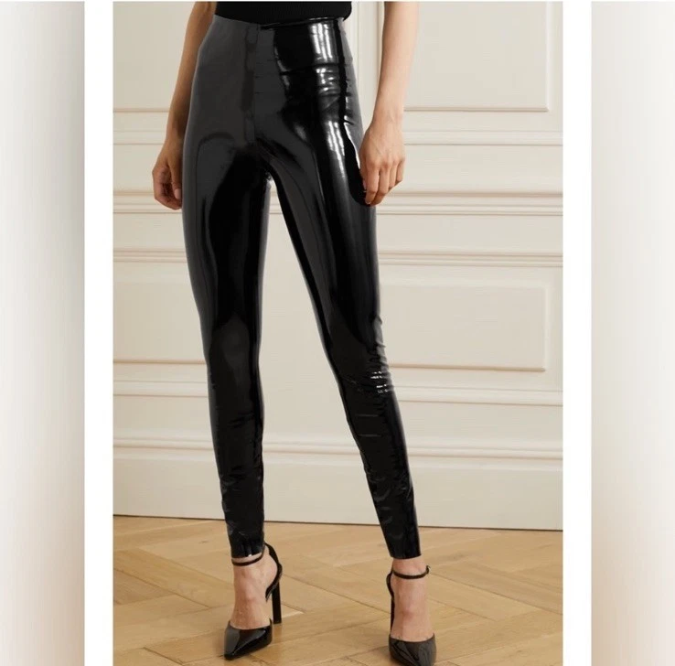 Commando Shiny Patent Faux Leather Leggings Black High Rise Skinny Size Small - Image 2 of 4