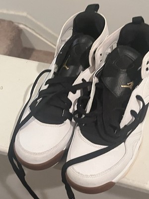 Jordan Kids Mid Top Basketball Sneakers Leather White/Black US 4Y 555333-121
