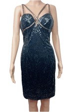 Niteline by Della Roufogali Sequin Size 8 - Cocktail Dress Black. Gold  Trimmed