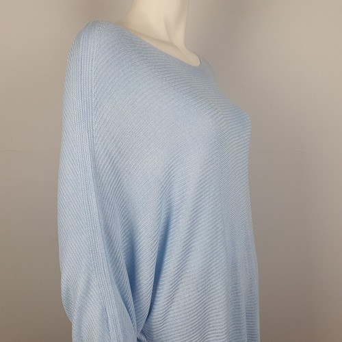 Autograph Size S, 14 Knit Top Blouse Batwing Long Sleeve Boat Neck Blue Women - Picture 9 of 13