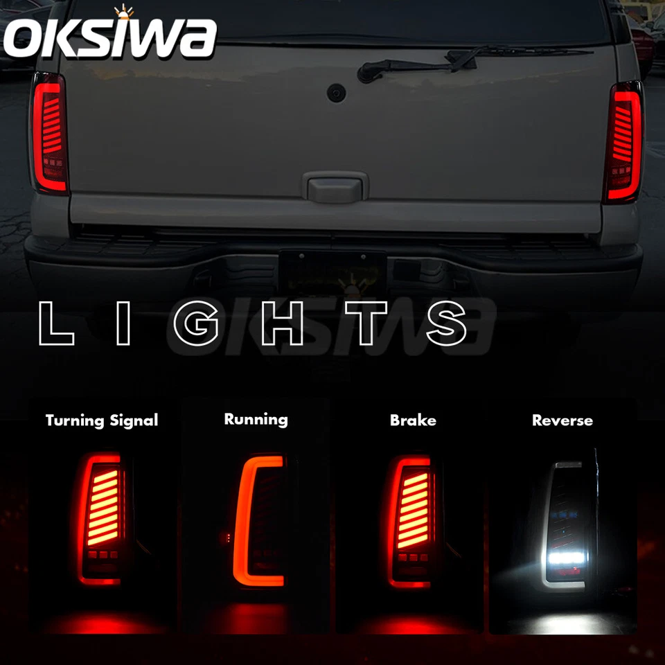 For 2000-05 2006 Chevy Suburban Tahoe GMC Yukon Smoke LED Tube Tail Lights Lamps - Image 3 of 4