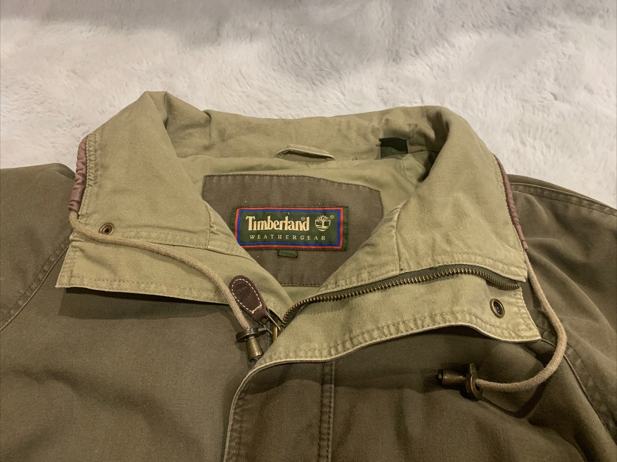 Vintage Timberland Weathergear Men L Green Canvas Hunting Chore