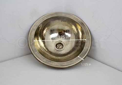 Handcrafted Smooth Round Solid German Silver Sink, Drop In Customizable Bathroom - Picture 2 of 8