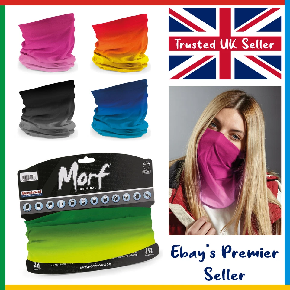 Beechfield 3 in 1 Face Cover Morf OMBRE Snood Scarf Neck Breathable Mask