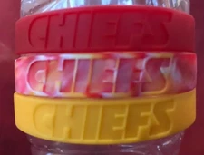 NFL Kansas City Chiefs Rubber Bracelets 3 Pack New TAYLOR SWIFT Fan KELCE