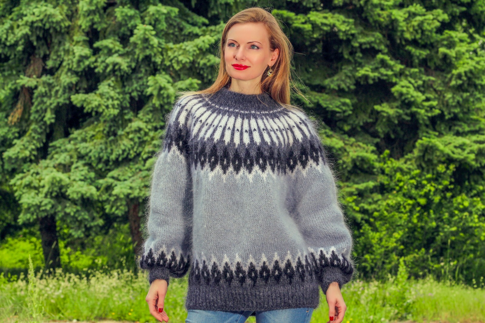 Grey Icelandic sweater designer Nordic 