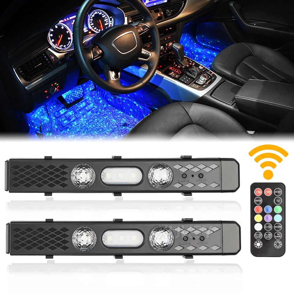 RGB Plug-in Car USB Charge Car Interior Neon Light Starry Roof Under Dash Star - Image 2 of 4