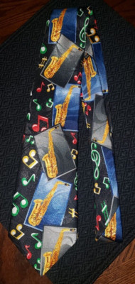 Steven Harris Alto Saxophone with Music Notes Neck Tie