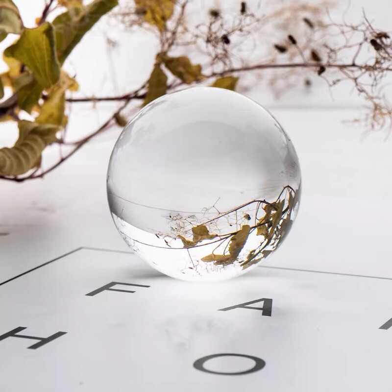 1PC 8cm Transparent Crystal Ball Wicca Divination Reiki Stone Office Decoration