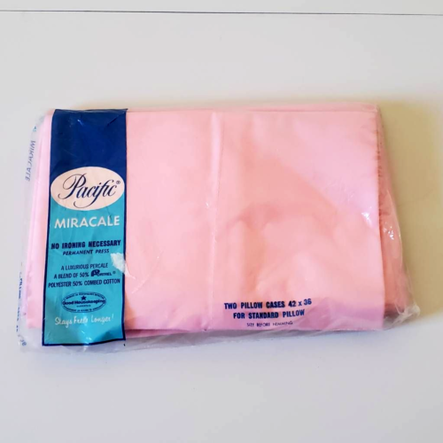 Vintage Pacific Miracale Percale Standard Pillowcase Set Pink No Iron Sealed New - Picture 1 of 5