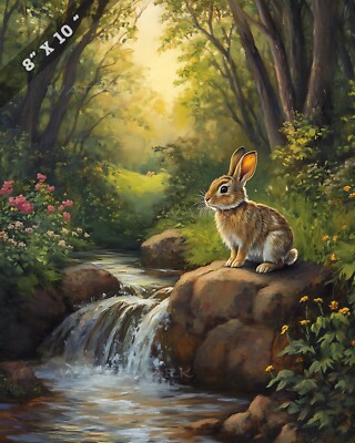 Wild Rabbit Meadow Nature Scene 8x10 Matte Print Unique Wall