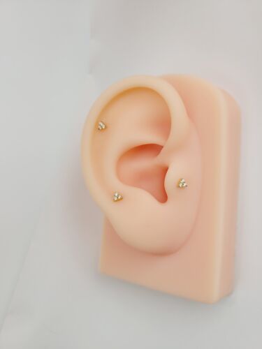 20G/18G/16G Titanium Gold Triangle Push Pin Labret, Threadless Flat Back Earring - Picture 8 of 17