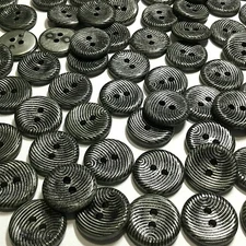 Hot! Small Shirting Shirt Washable Button Gray/Black w/Mod Lines 15mm 5/8" 2hole