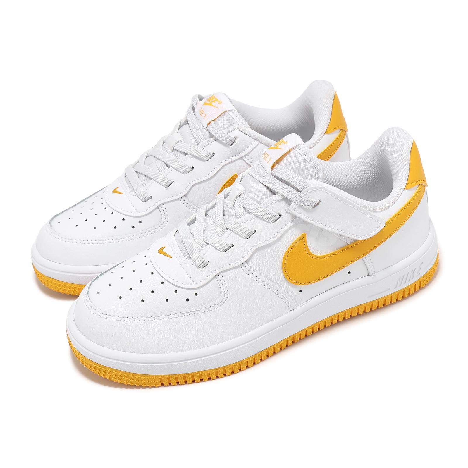 Кроссовки Nike Force 1 Low EasyOn PS White University Gold для детей дошкольного возраста Повседневные FN0237-109