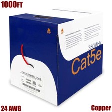 1000FT Cat5E RJ45 Network LAN Ethernet UTP Cable CMR Riser Solid Copper Wire Red