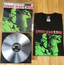 New COWBOY BEBOP Jet Black t shirt L Laserdisc LD art anime Sunrise hookups 
